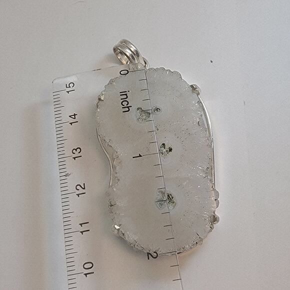 Necklace Pendants Triple Stalactite Slice Handmade Jewelry in Sterling Silver - Picture 2 of 10